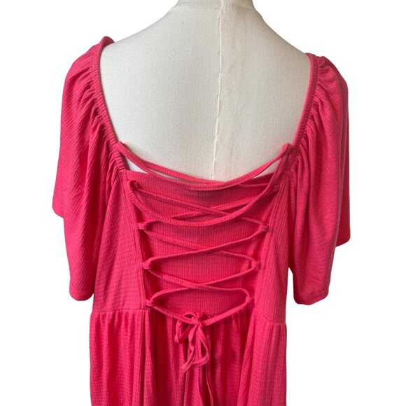 Torrid 3X NWT Rouge Red Dress Textured Knit Flutter Back Tie Dress - Picture 14 of 14